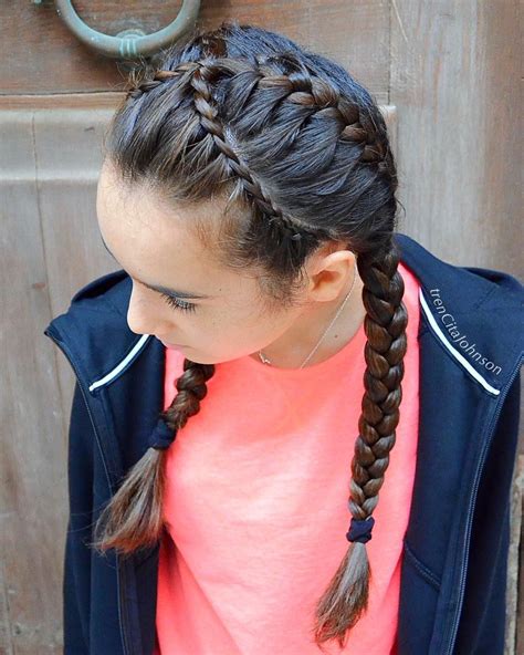 pink tails hair|pigtails using braiding hair.